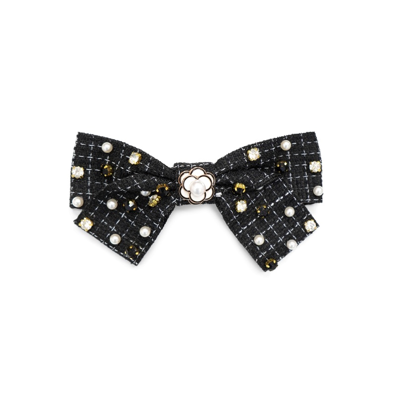 LCD – Flower and Pearl Plaid Hair Bow