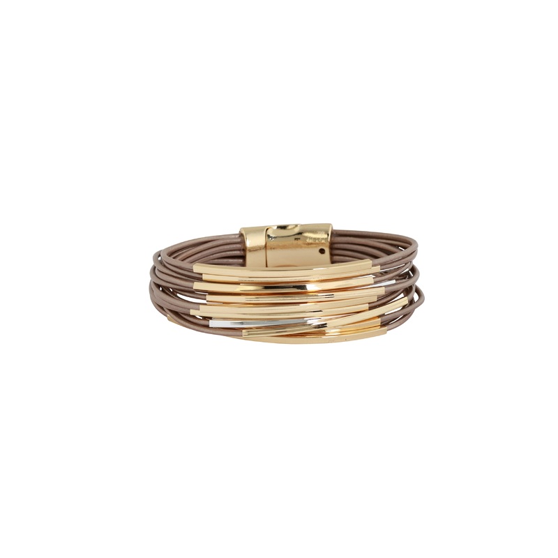 Merx – Layered Leather Cord and Metal Accent Bracelet