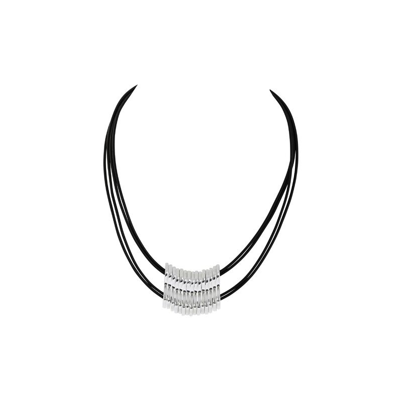 Merx – Layered Leather Cord and Metal Accent Necklace