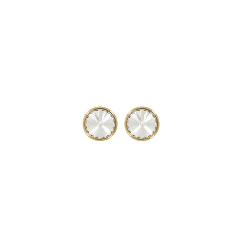Myka – Round Crystal Earrings|CRYSTAL/BRIGHT GOLD