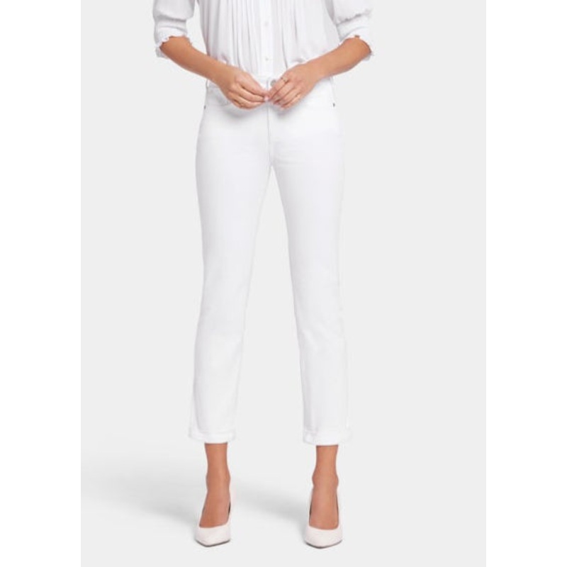 NYDJ – Sheri Slim Ankle Jeans With Roll Cuffs – Optic White