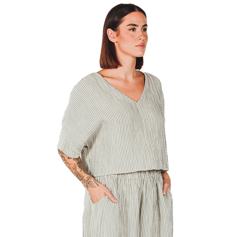 Pokoloko – Striped Crinkle Crop Top