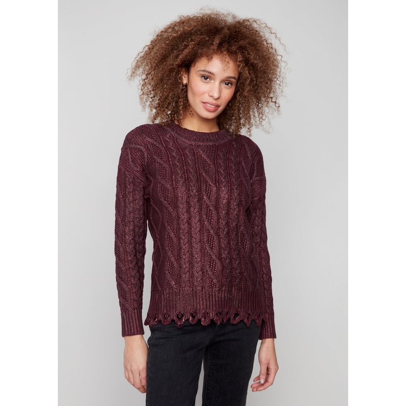 Charlie B – Foiled Cable Knit Sweater