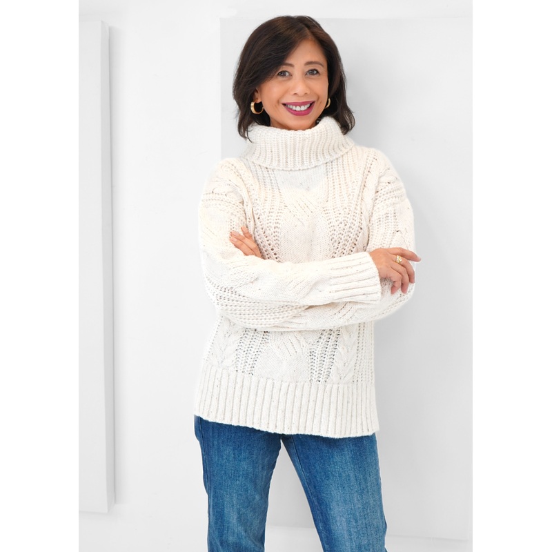 French Dressing Jeans – Cabled Cowl Neck Sweater