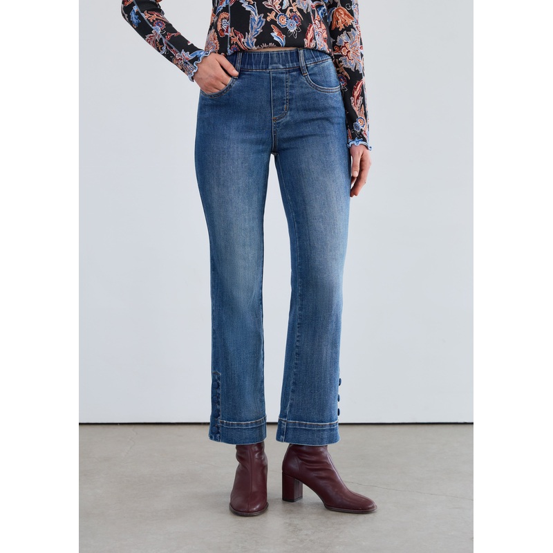 French Dressing Jeans – Pull-On Boot Ankle Jean with Button Hem