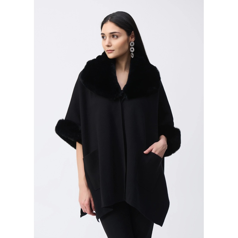 Joseph Ribkoff – Brushed Jacquard and Faux Fur Cape