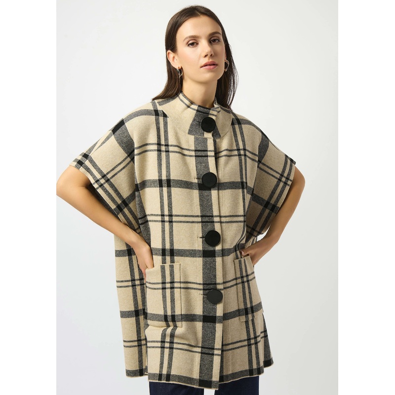 Joseph Ribkoff – Jacquard Sweater Knit Plaid Poncho
