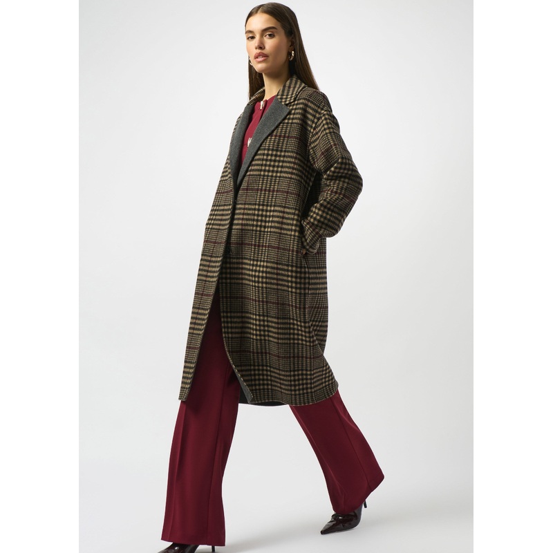 Joseph Ribkoff – Wool Blend Plaid Double-Faced Coat