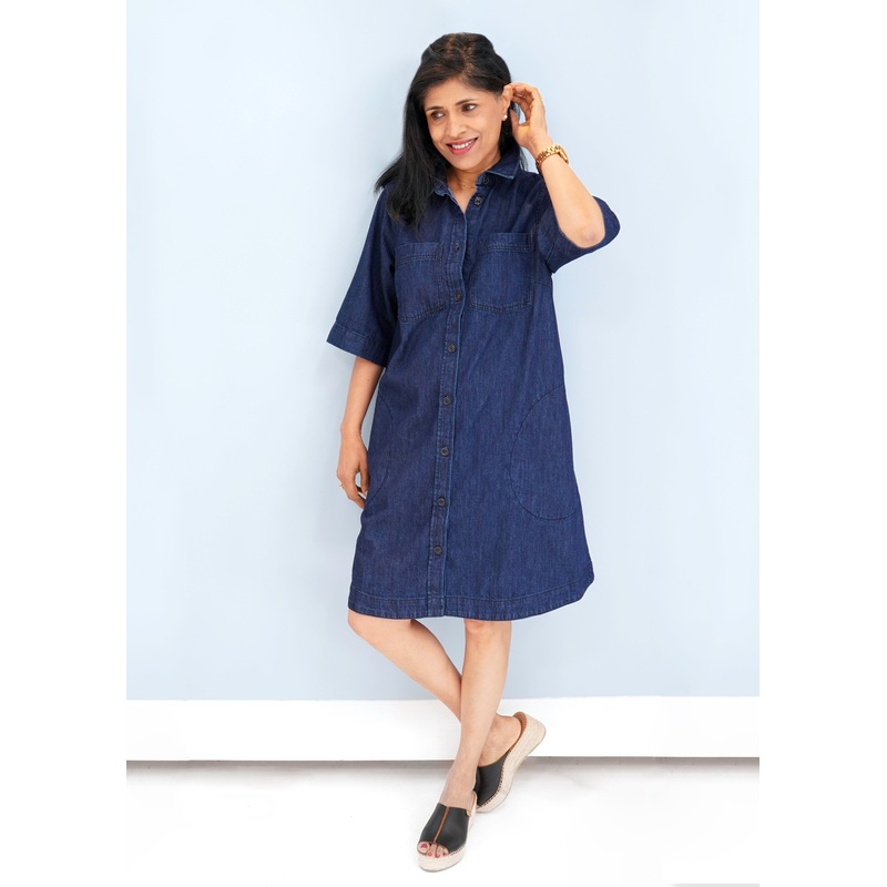 Part Two – Sardia Denim Dress|RINSE BLUE DENIM|34|36|38|40|42|44