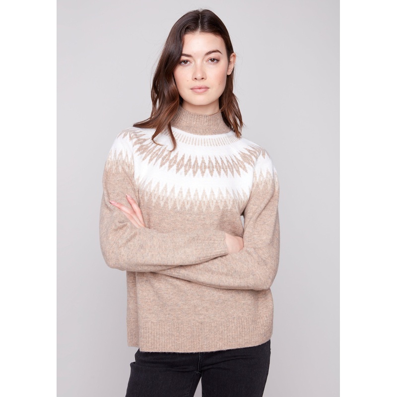 Charlie B – Apres-ski Jacquard Mock Neck Sweater