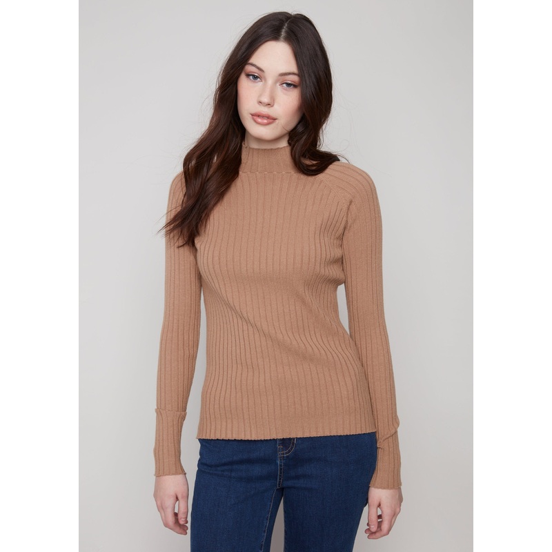 Charlie B – Basic Ribbed Mock Neck Sweater