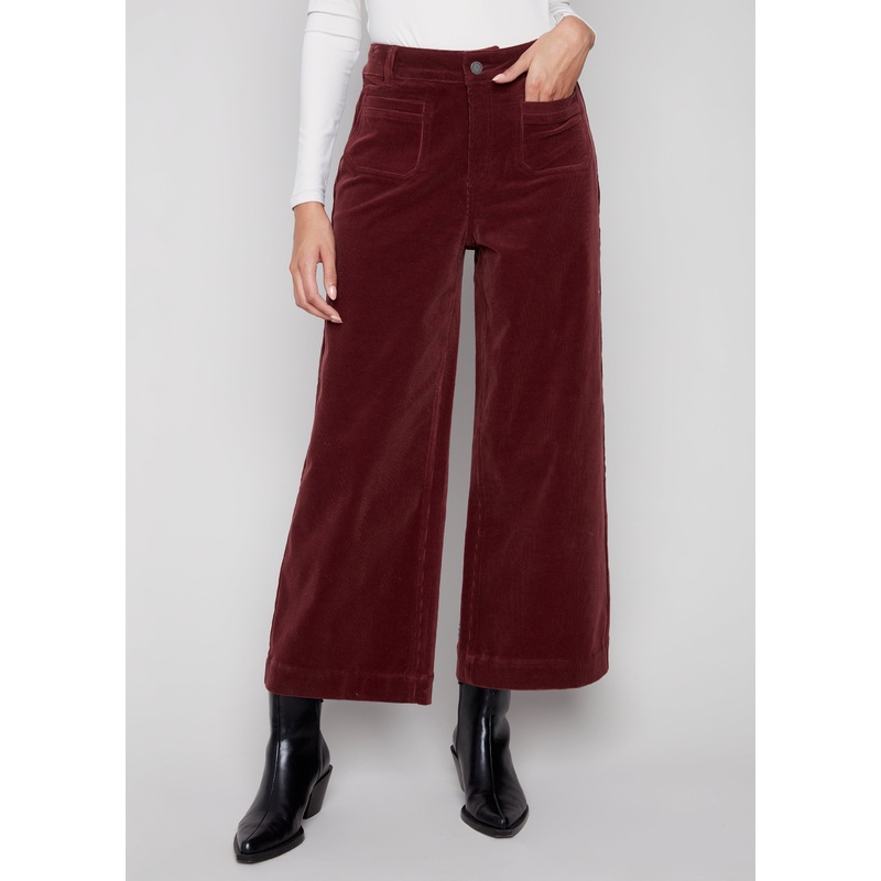 Charlie B – Cropped Flare Patch Pocket Corduroy Pant