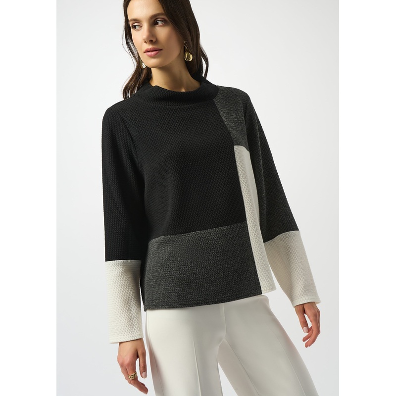 Joseph Ribkoff – Jacquard Knit Colour-Block Boxy Top