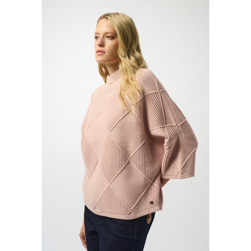 Joseph Ribkoff – Textured Sweater Knit Mock Neck Pullover