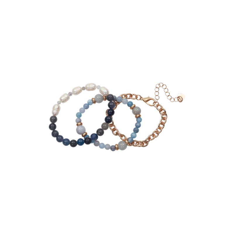 Merx – Blue Mix & Pearl Bracelet Set