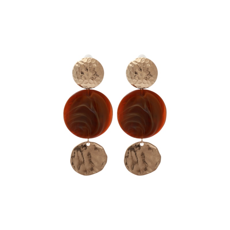 Merx – Hammered Gold & Marbled Bead Drop Earrings