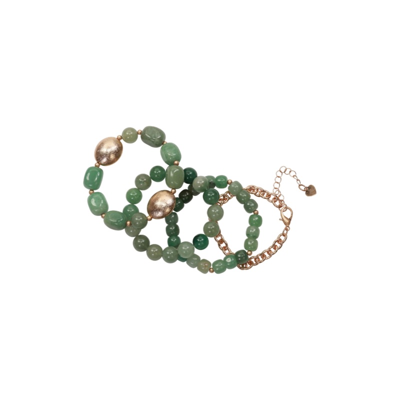 Merx – Jade Mix Bracelet Set|MATT GOLD/GREEN