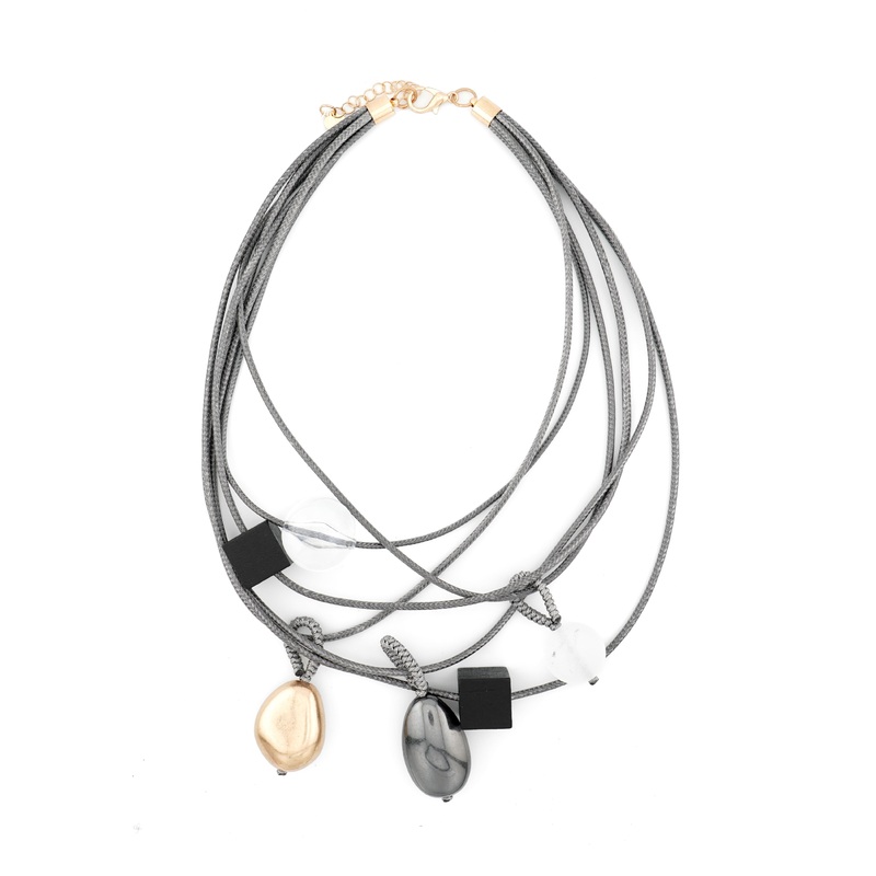 Merx – Layered Stone & Bead Drop Necklace
