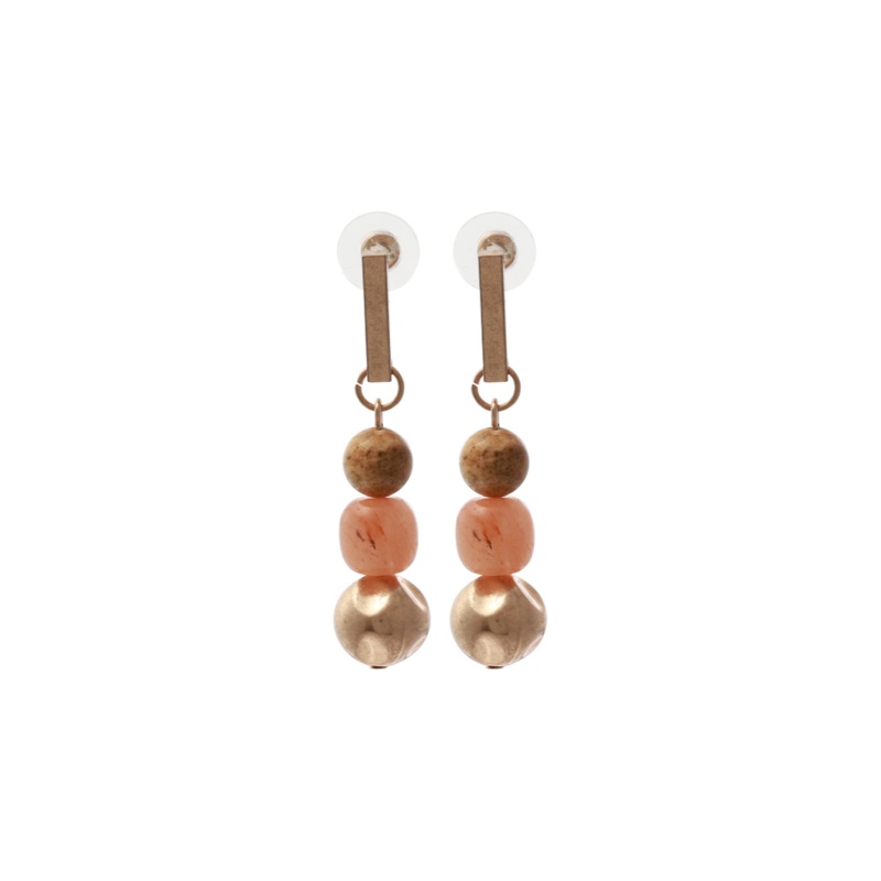 Merx – Matte Gold & Orange Stone Drop Earrings