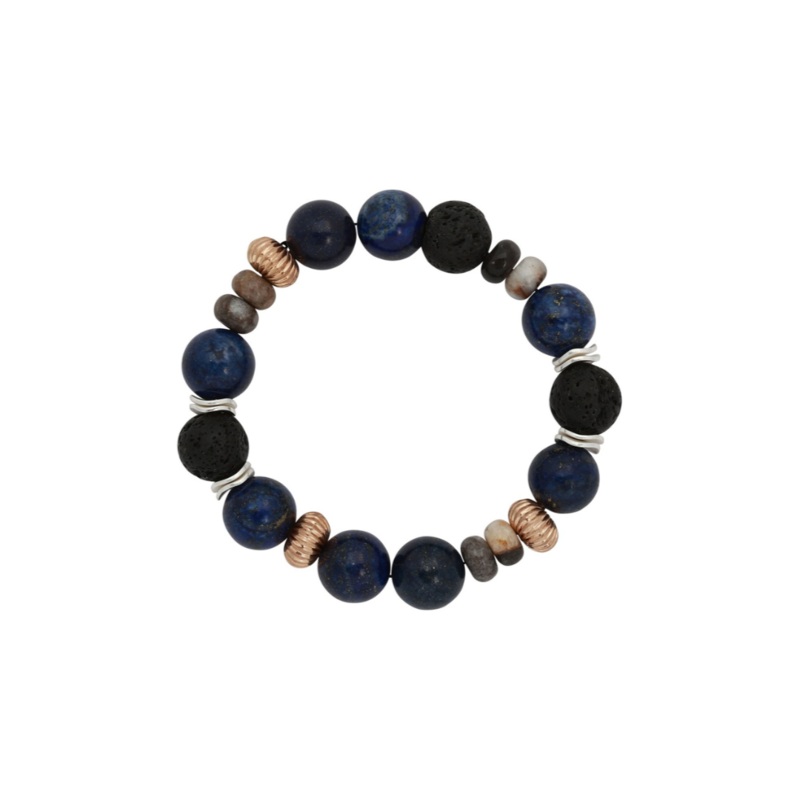Merx – Navy Mix & Matte Gold Stretch Bracelet