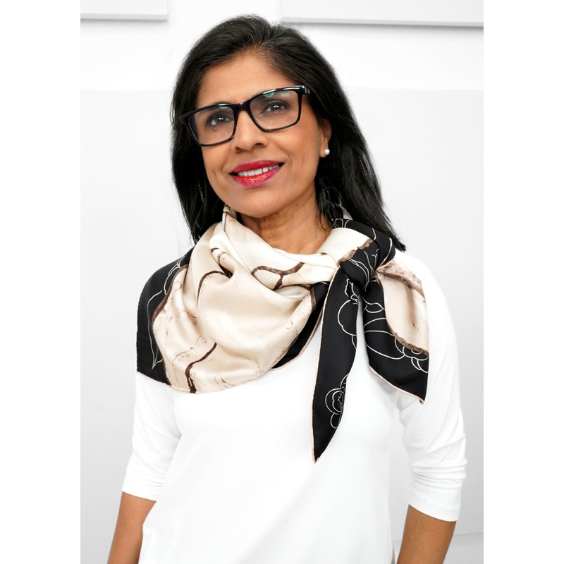 Tom & Eva – Black Combo Floral Silk Scarf