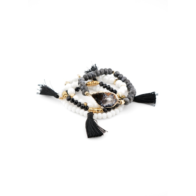 CCB – Stretch Bracelet Set|BLACK/WHITE|BLUE|NATURAL/GREEN