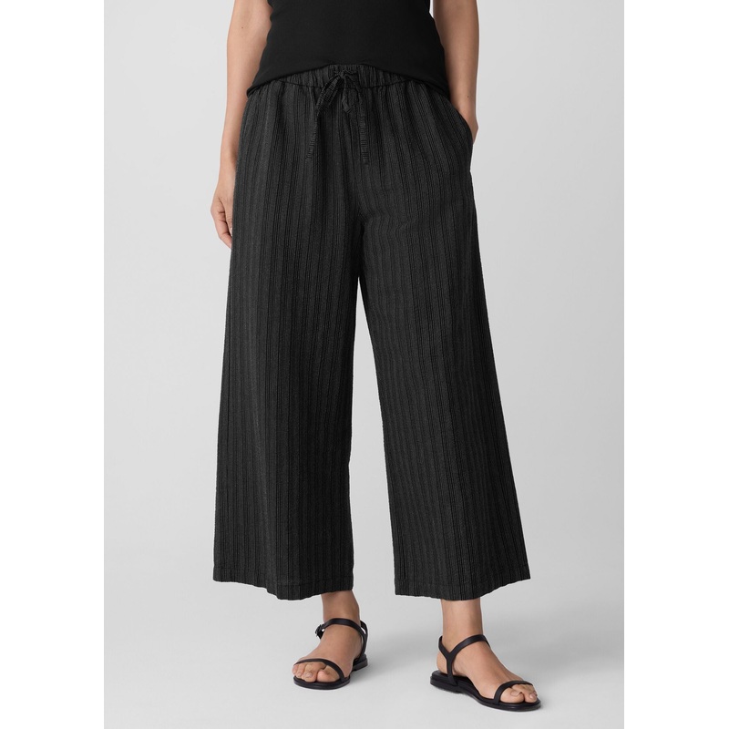 Eileen Fisher – Cotton Blend Stripe Stitch Wide-Leg Pant