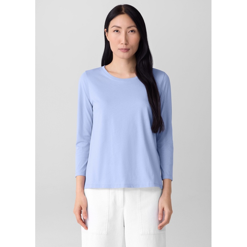 Eileen Fisher – Organic Pima Cotton Jersey 3/4-Sleeve Tee
