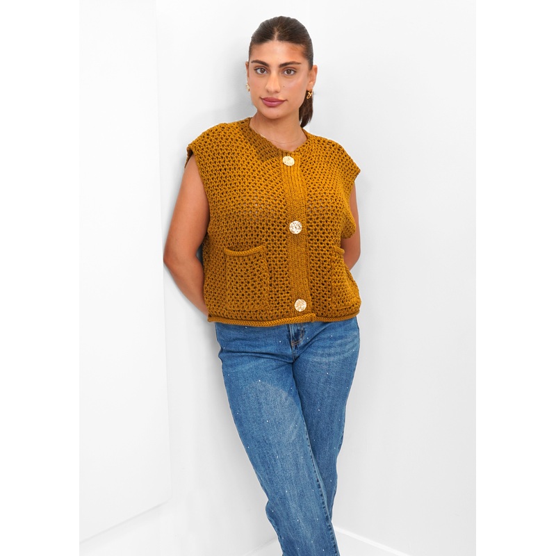 Esqualo – Gilet Cardigan|OLIVE|BLACK|XS/S|M/L