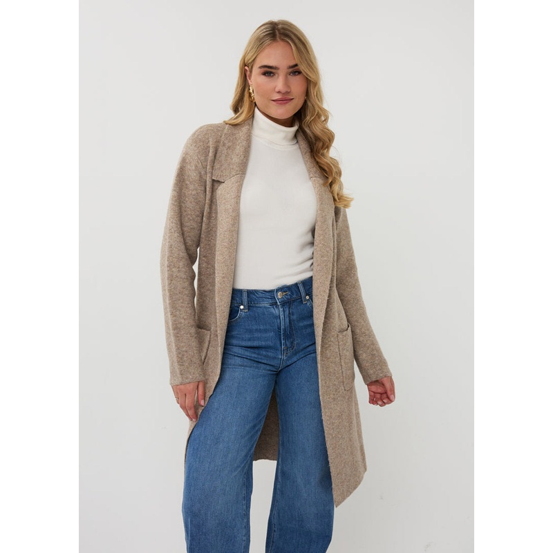 Esqualo – Long Cardigan|TAUPE|S|M|L|XL|XXL