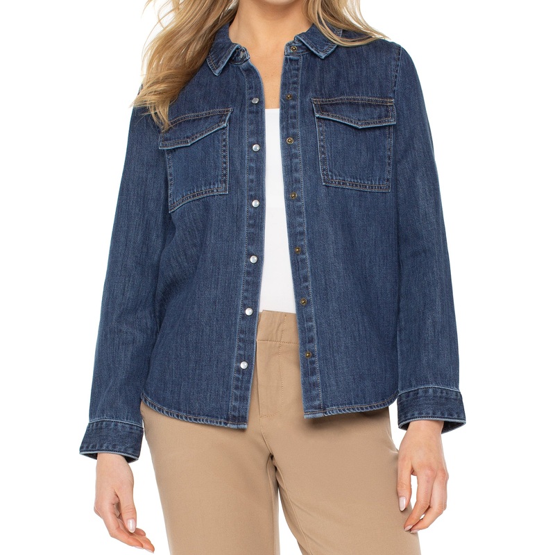 Liverpool – Jean Button Down Shirt With Pockets
