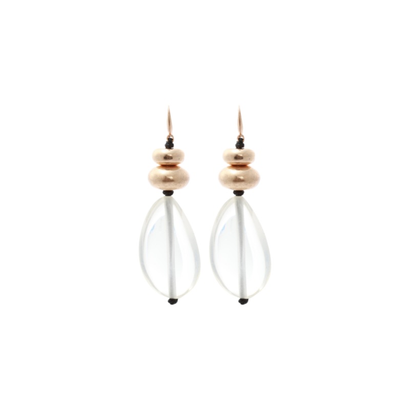 Merx – Gold Bead & Clear Drop  Earrings