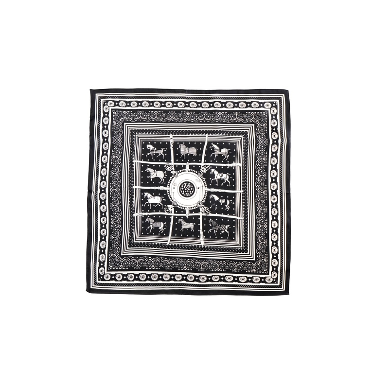 Tom & Eva – B&W Horse Print Silk Neckerchief