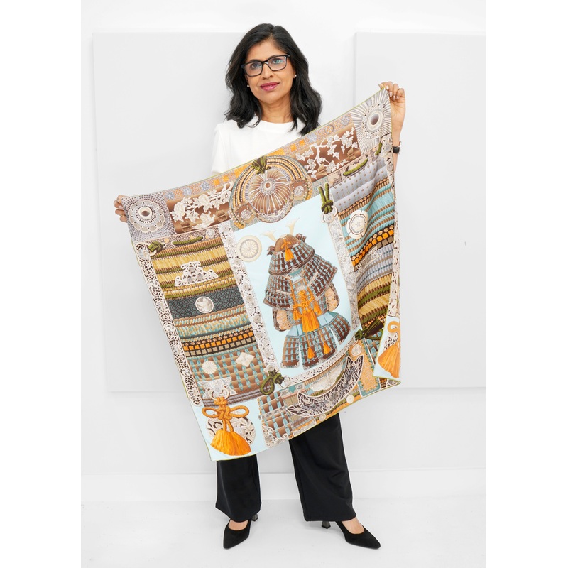Tom & Eva – Heritage Print Tassel Silk Scarf