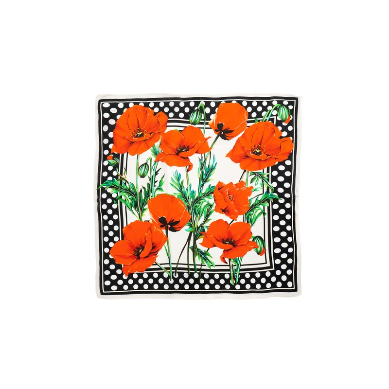 Tom & Eva – Poppy Silk Scarf|WHITE COMBO