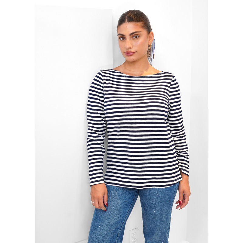 Yest – Bunny Striped Top|DARK NAVY/OFF WHITE|38|40|42|44|46|48