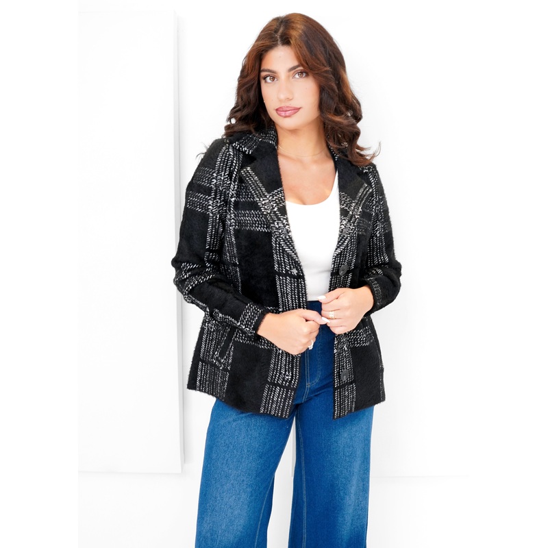 Carre Noir – Plaid Knit Jacket