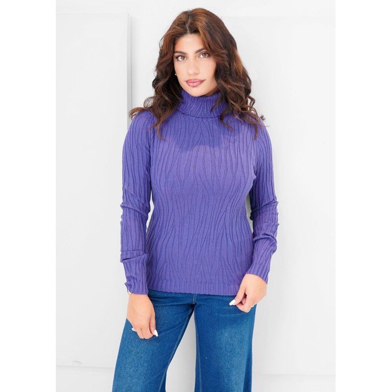 Carre Noir – Textured Knit Turtleneck Sweater