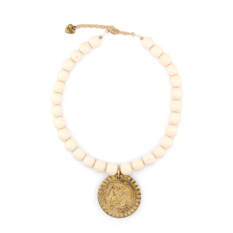 CCB – Vintage Coin Necklace with Natural Beads