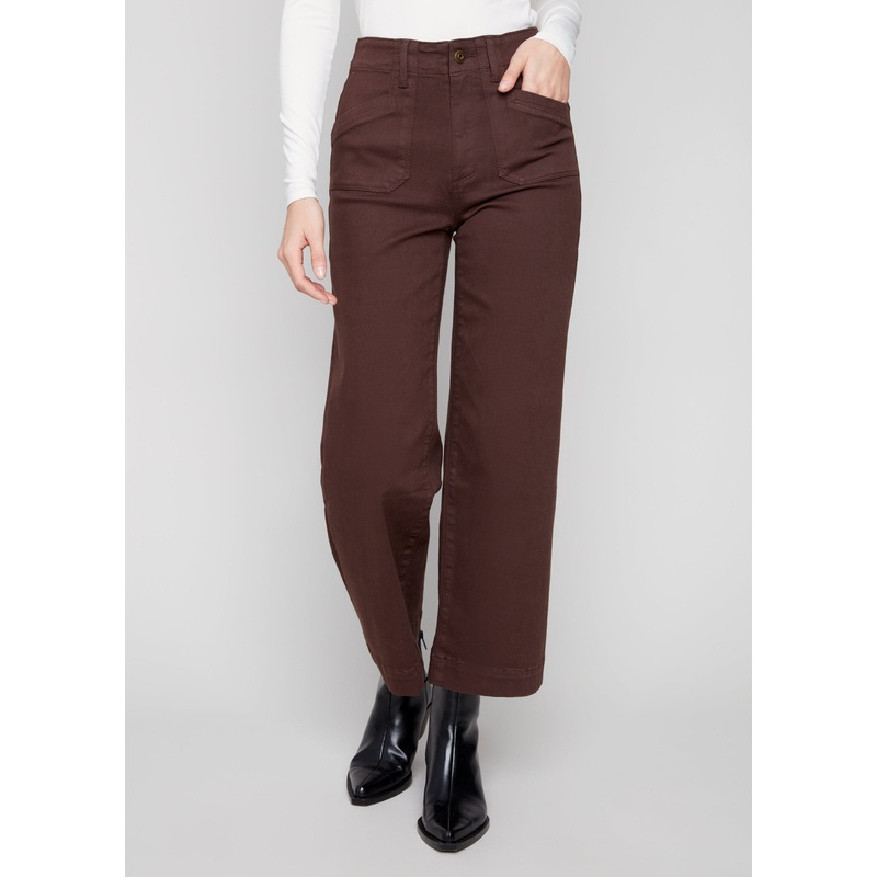 Charlie B – Cropped Wide Leg Twill Patch Pockets