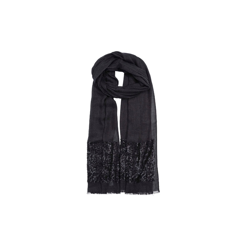 Echo – Sequin Border Wrap|BLACK|CREAM