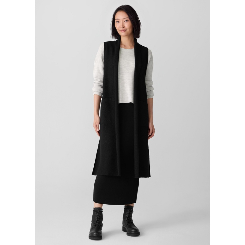 Eileen Fisher – Lightweight Boiled Wool Shawl Collar Vest