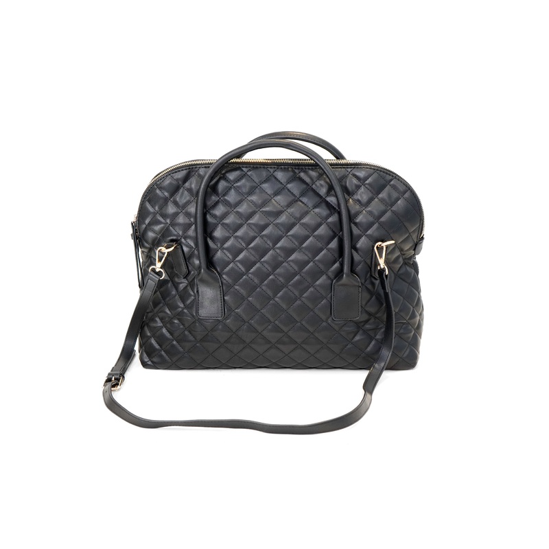 Inzi – Quilted Oversize Bag|BLACK|TAN