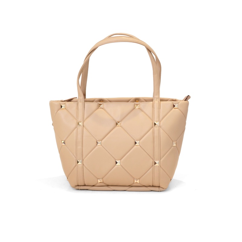 Inzi – Quilted Stud Bag|NUDE