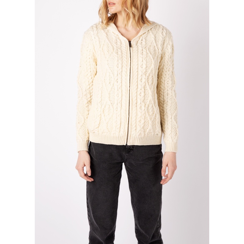 Irelands Eye – Ash Aran Zipped Hooded Jacket