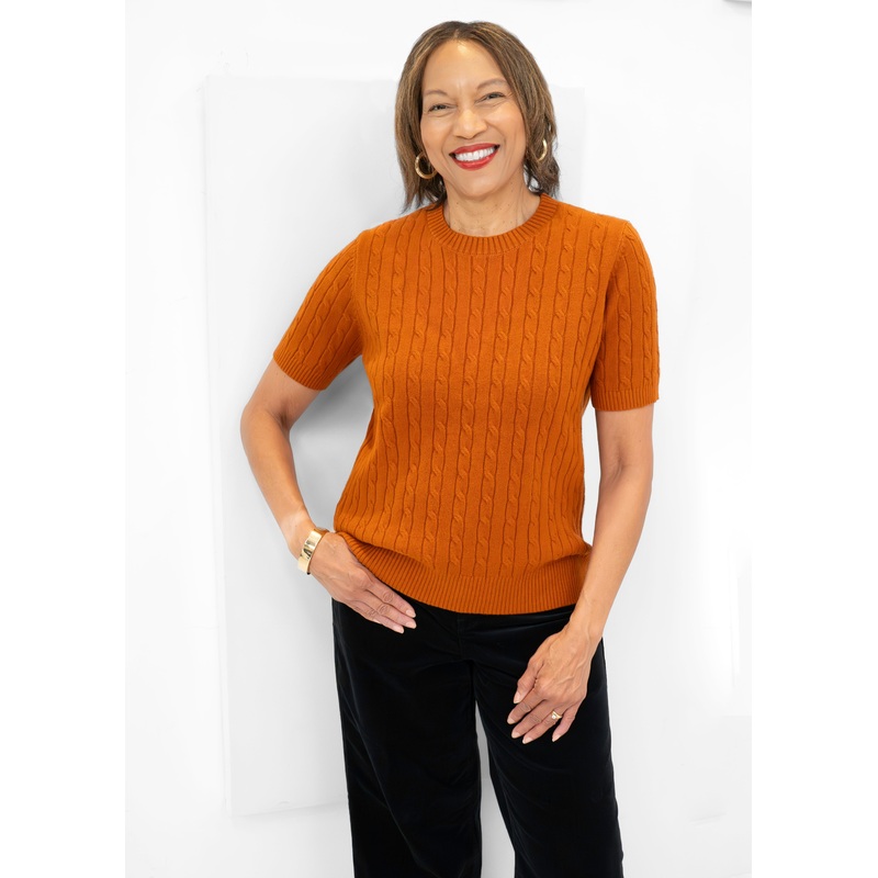 Orange – Anastasia Cable Knit Top