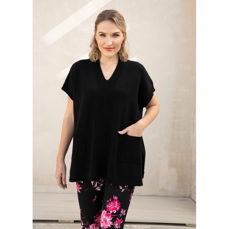 Orange – V-neck Short Sleeve Sweater