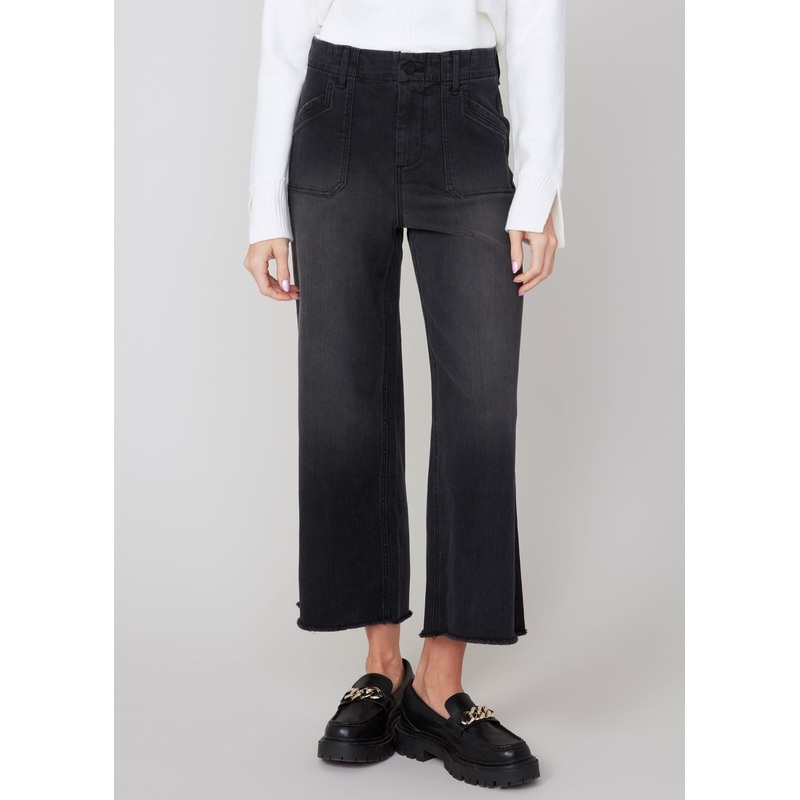 Renuar – Crop Wide Leg Jean|BLACK|DARK INDIGO|6|8|10|12|14|16