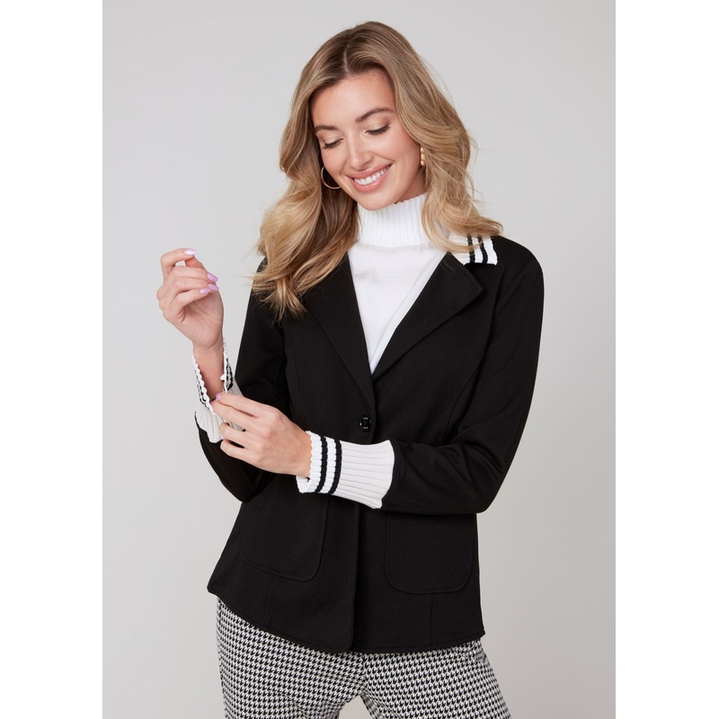 Renuar – Pique Knit Blazer|BLACK|S|M|L|XL|XXL