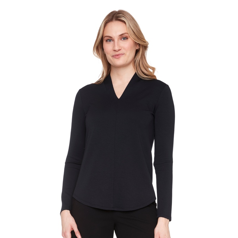 UP – V-neck Top|BLACK|MERLOT|IVORY|S|M|L|XL